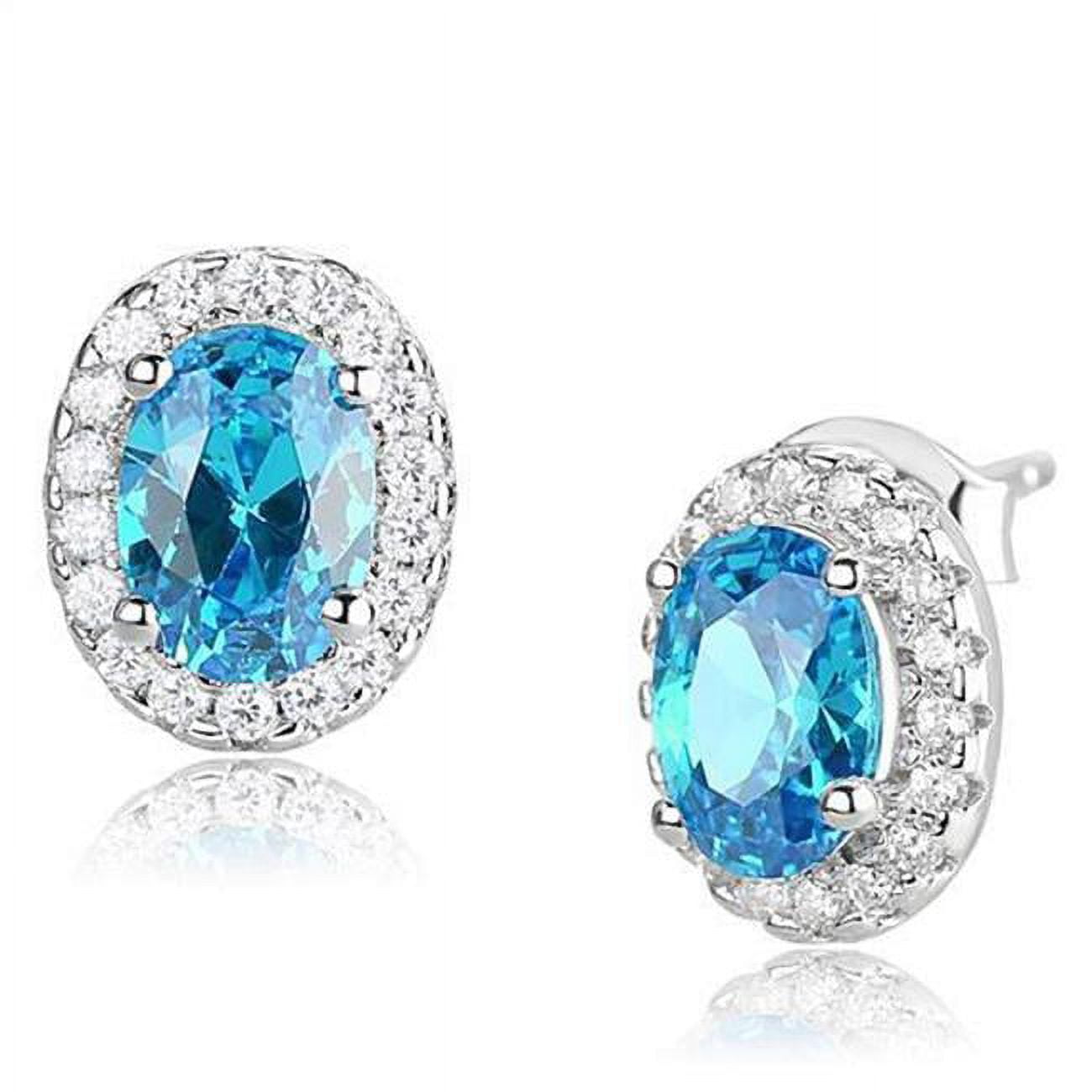 Picture of Alamode 3W1369 Women Rhodium 925 Sterling Silver Earrings with Synthetic in London Blue