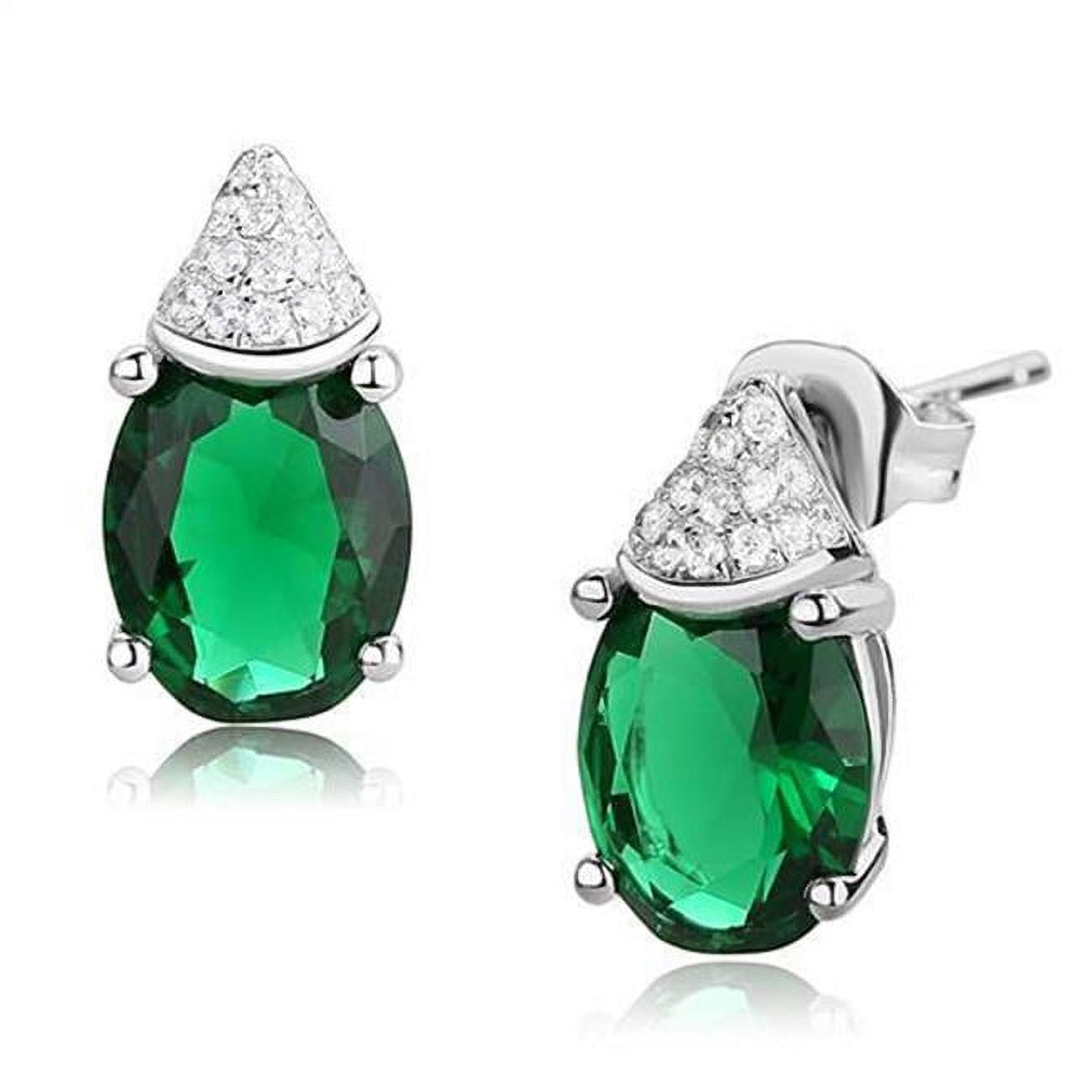 Picture of Alamode 3W1371 Women Rhodium 925 Sterling Silver Earrings with Synthetic in Blue Zircon