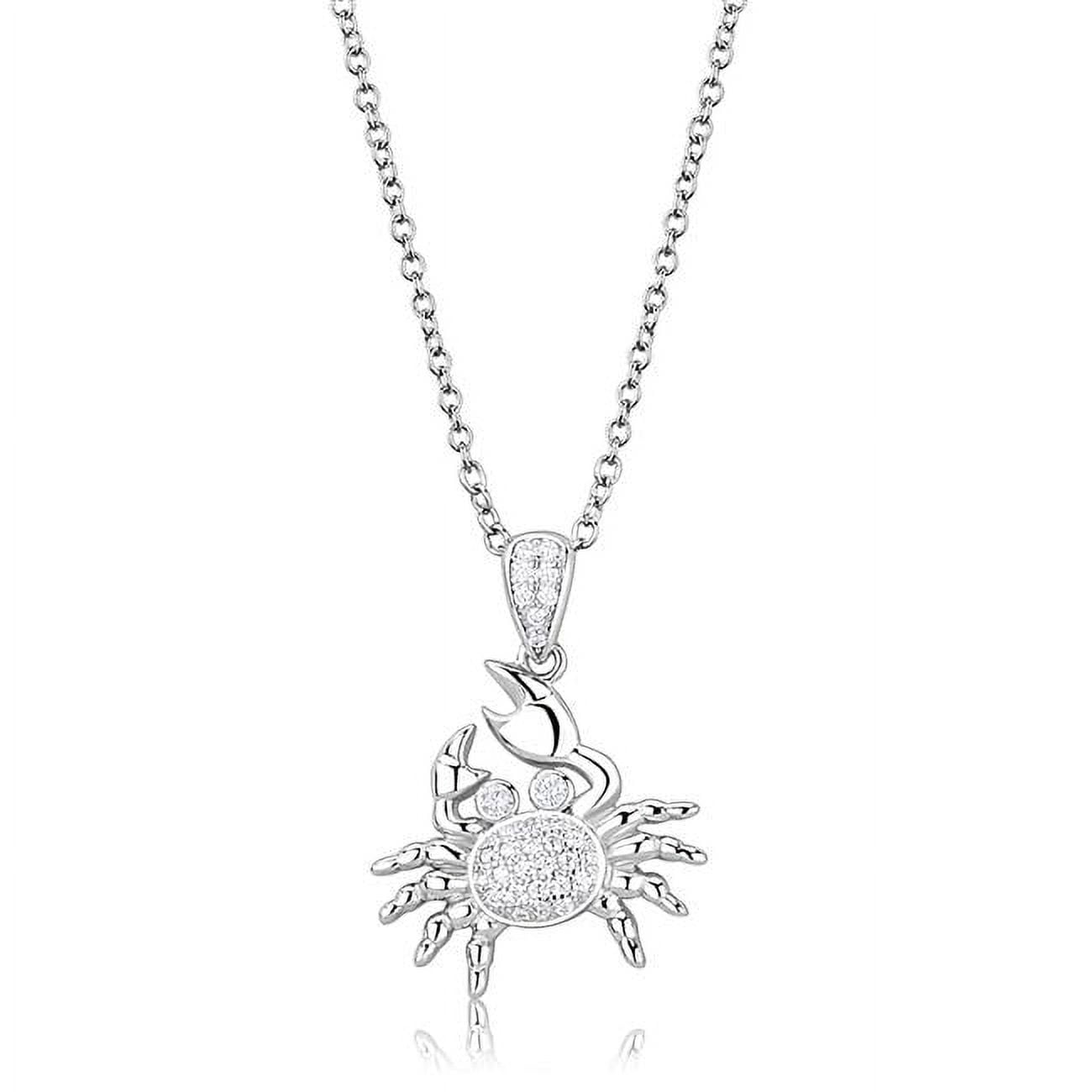 Picture of Alamode 3W1377-16Plus2 Women Rhodium 925 Sterling Silver Chain Pendant with AAA Grade CZ in Clear - 16 & 2 in.