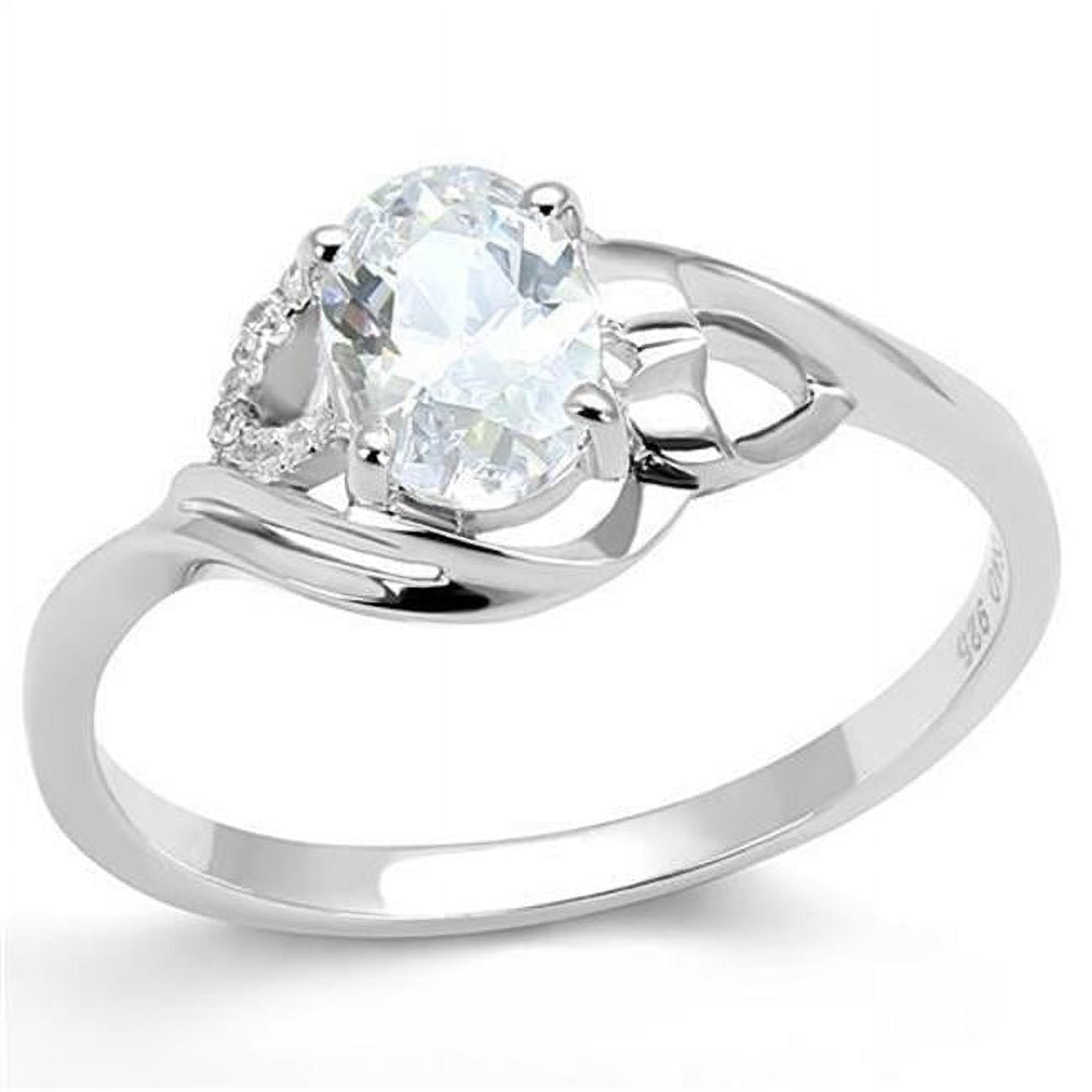 3W1388-8 Women Rhodium 925 Sterling Silver Ring with AAA Grade CZ in Clear - Size 8