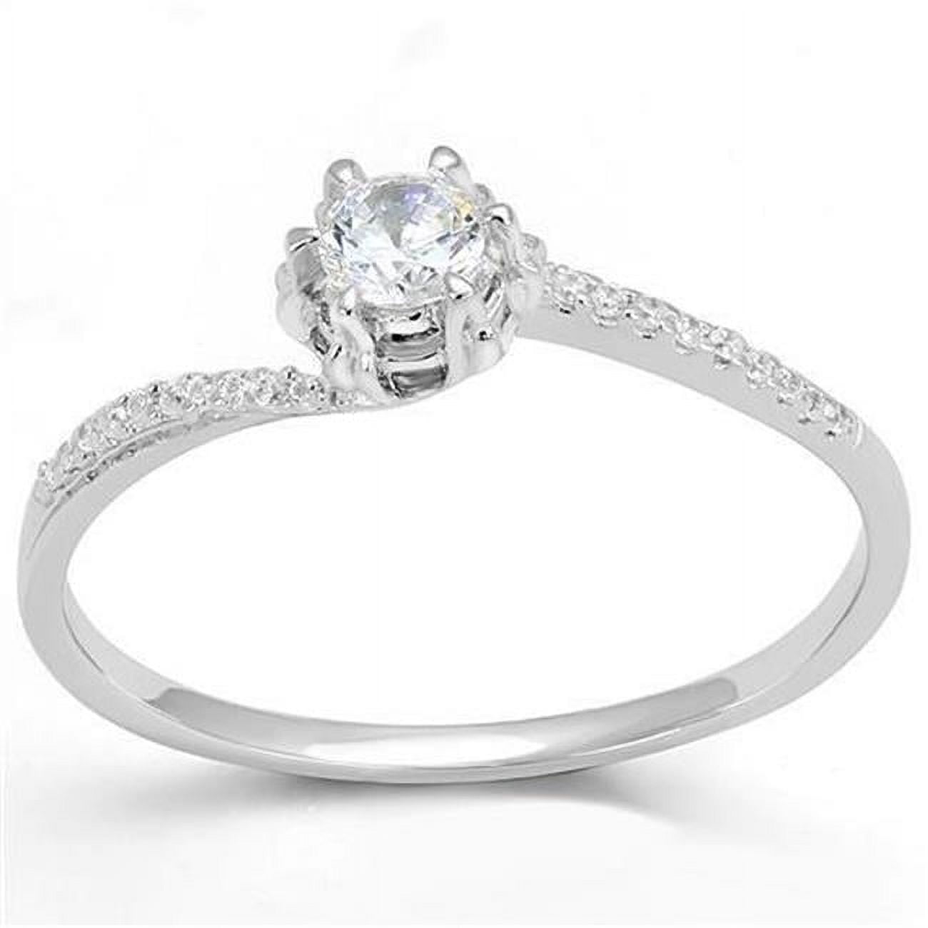 3W1392-7 Women Rhodium 925 Sterling Silver Ring with AAA Grade CZ in Clear - Size 7