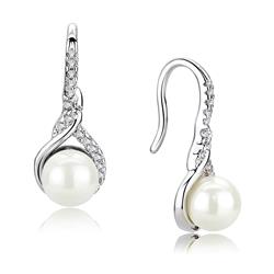 Picture of Alamode 3W1478 Women Rhodium Brass Earrings with Synthetic in White