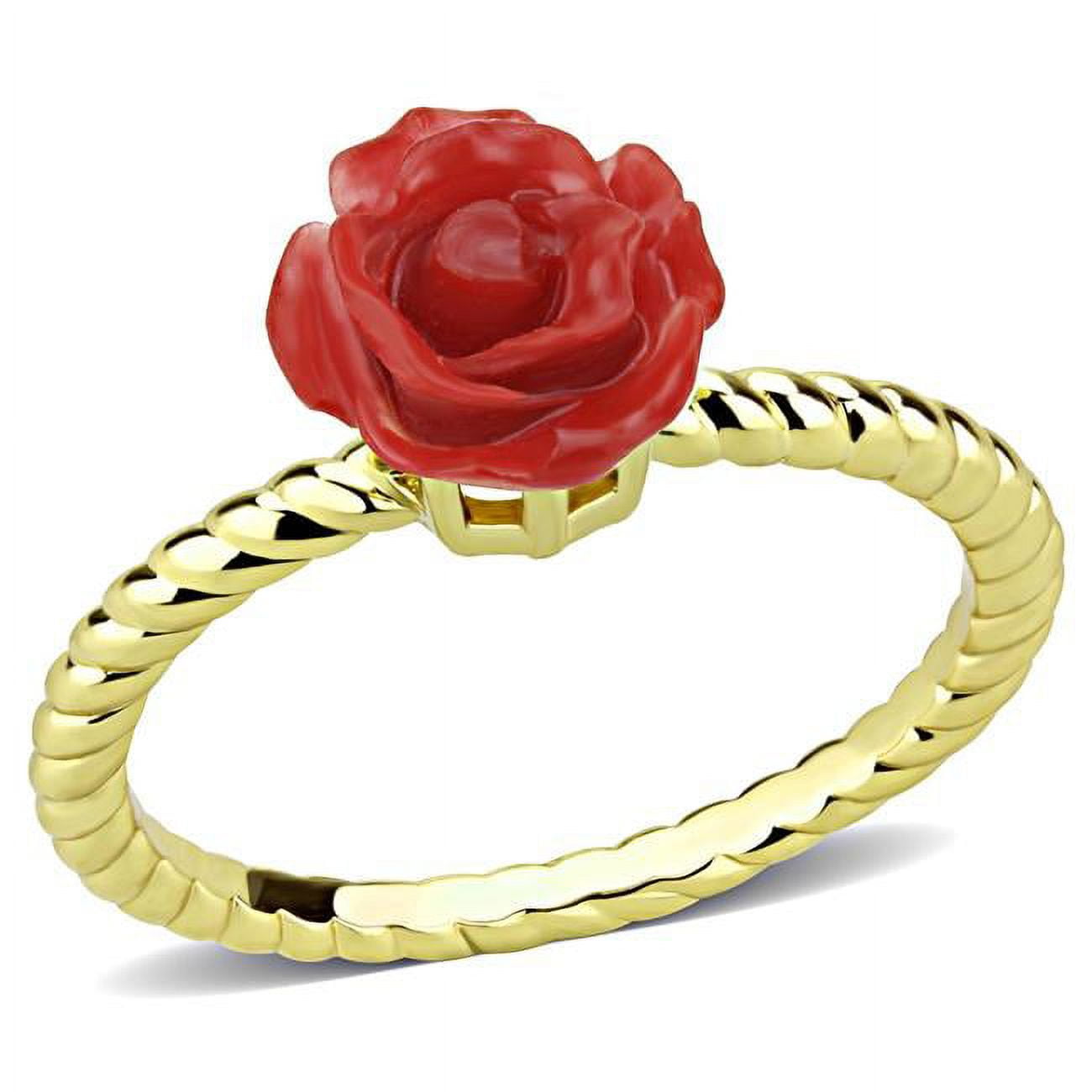 Women Gold Brass Ring with Synthetic in Siam - Size 8