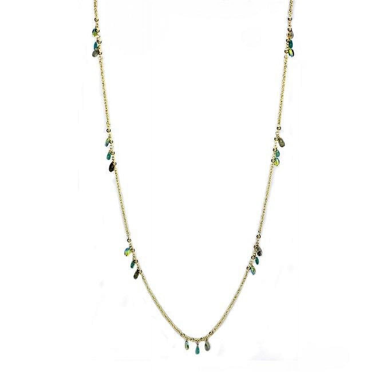 Picture of Alamode 3W1537-38 Women Gold Brass Necklace with Synthetic in Emerald - 38 in.