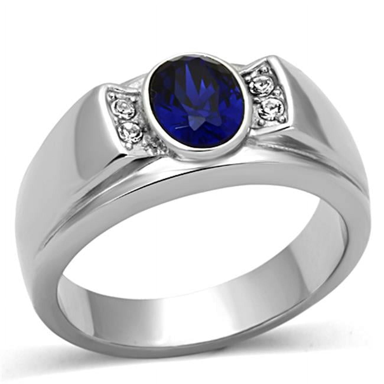 TK1184-9 Men High Polished Stainless Steel Ring with Synthetic in Montana - Size 9