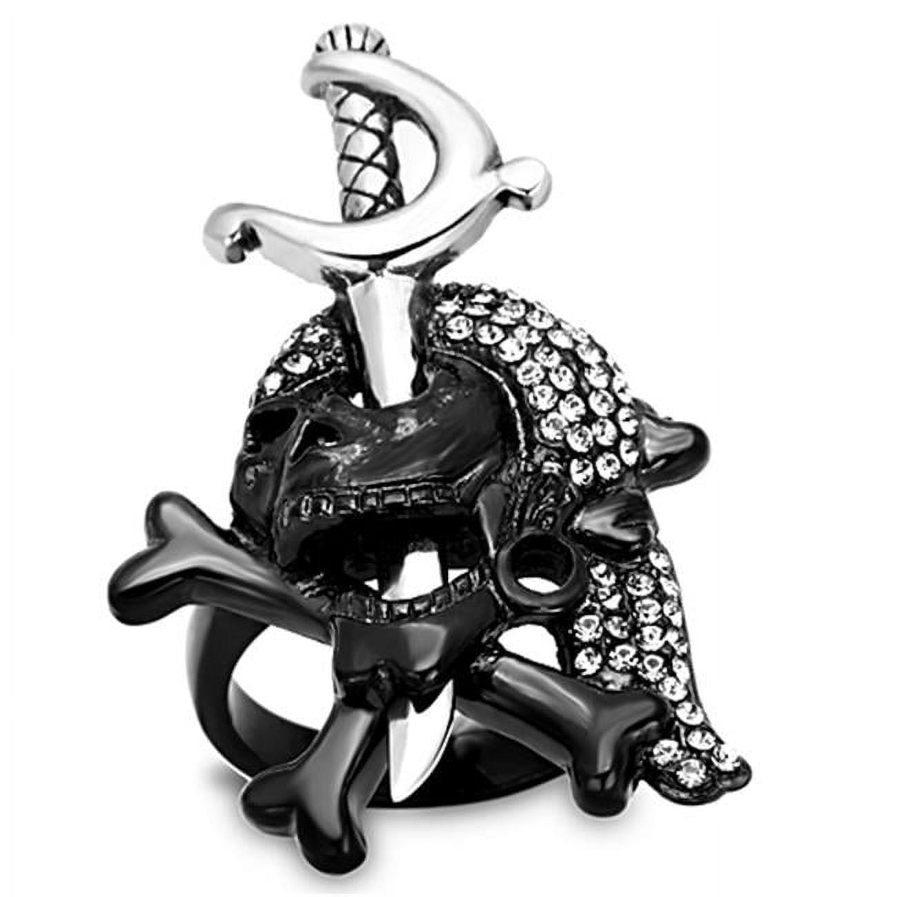 Unisex Two-Tone IP Black Stainless Steel Ring with Top Grade Crystal in Black Diamond - Size 12