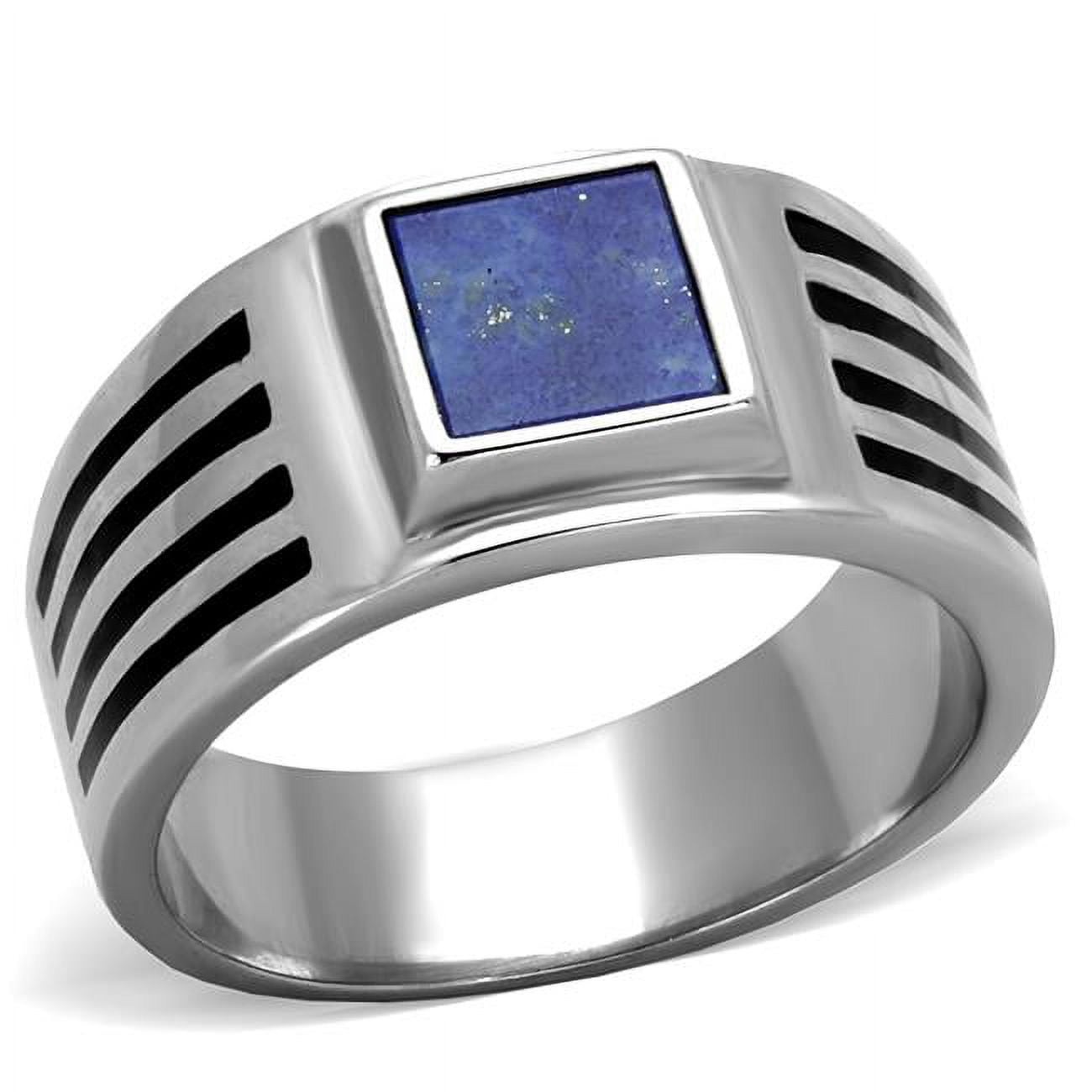 TK2047-13 Men High Polished Stainless Steel Ring with Precious Stone in Montana - Size 13
