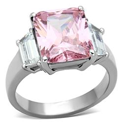 TK1224-10 Women High Polished Stainless Steel Ring with AAA Grade CZ in Rose - Size 10