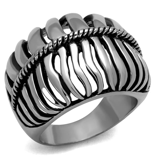 Men High Polished Stainless Steel Ring with Epoxy in Jet - Size 11