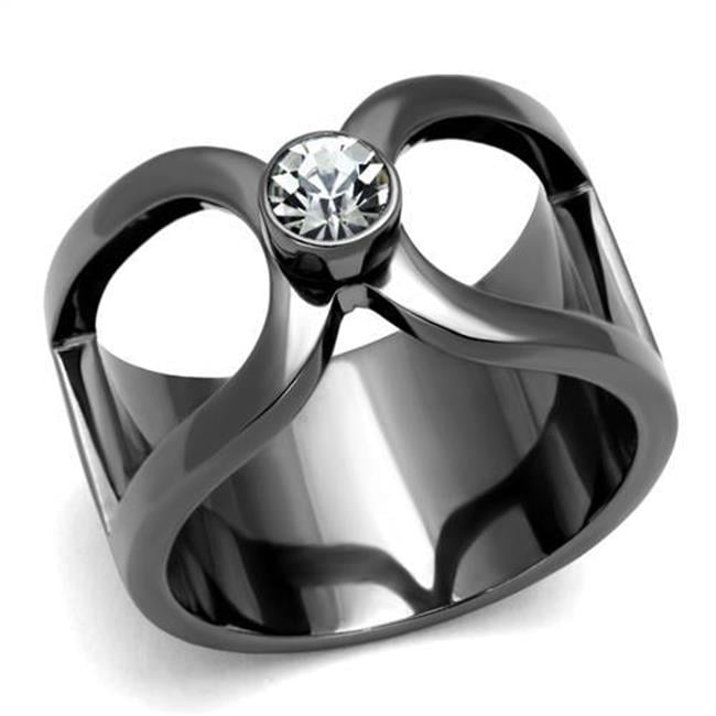 TK2897-12 Men IP Light Black Stainless Steel Ring with Top Grade Crystal in Clear - Size 12