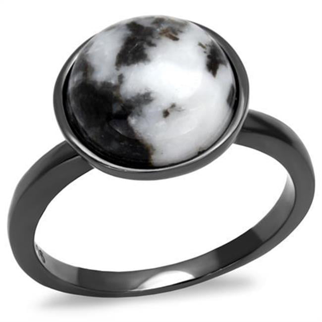 TK2902-5 Women IP Light Black Stainless Steel Ring with Semi-Precious in Multi Color - Size 5