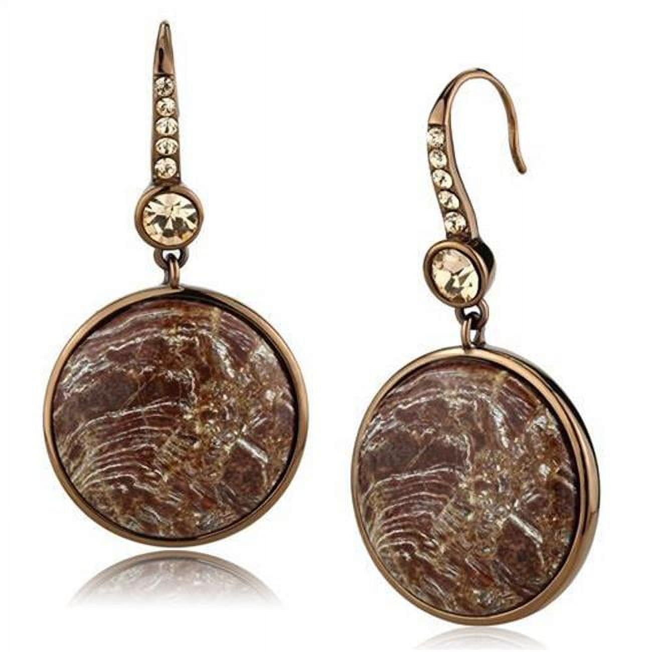 TK3069 Women IP Coffee Light Stainless Steel Earrings with Semi-Precious in Multi Color