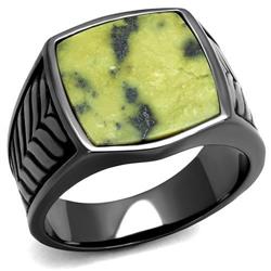 Men IP Light Black Stainless Steel Ring with Semi-Precious in Topaz - Size 13