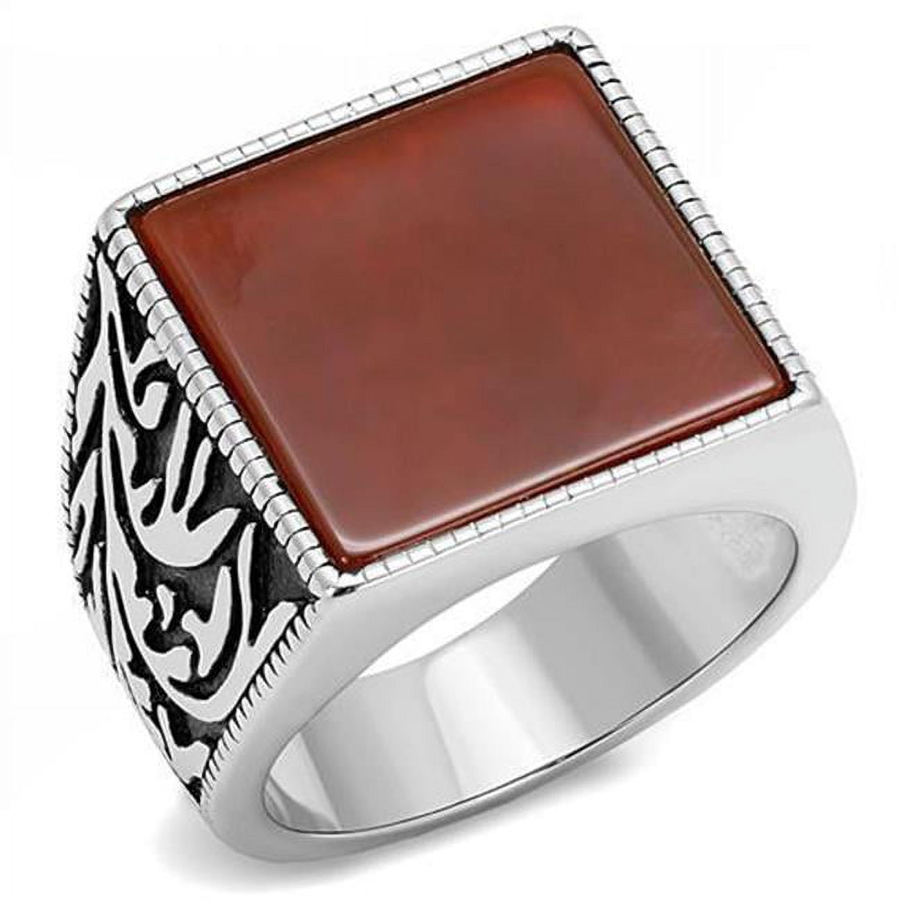TK3189-9 Men High Polished Stainless Steel Ring with Semi-Precious in Siam - Size 9