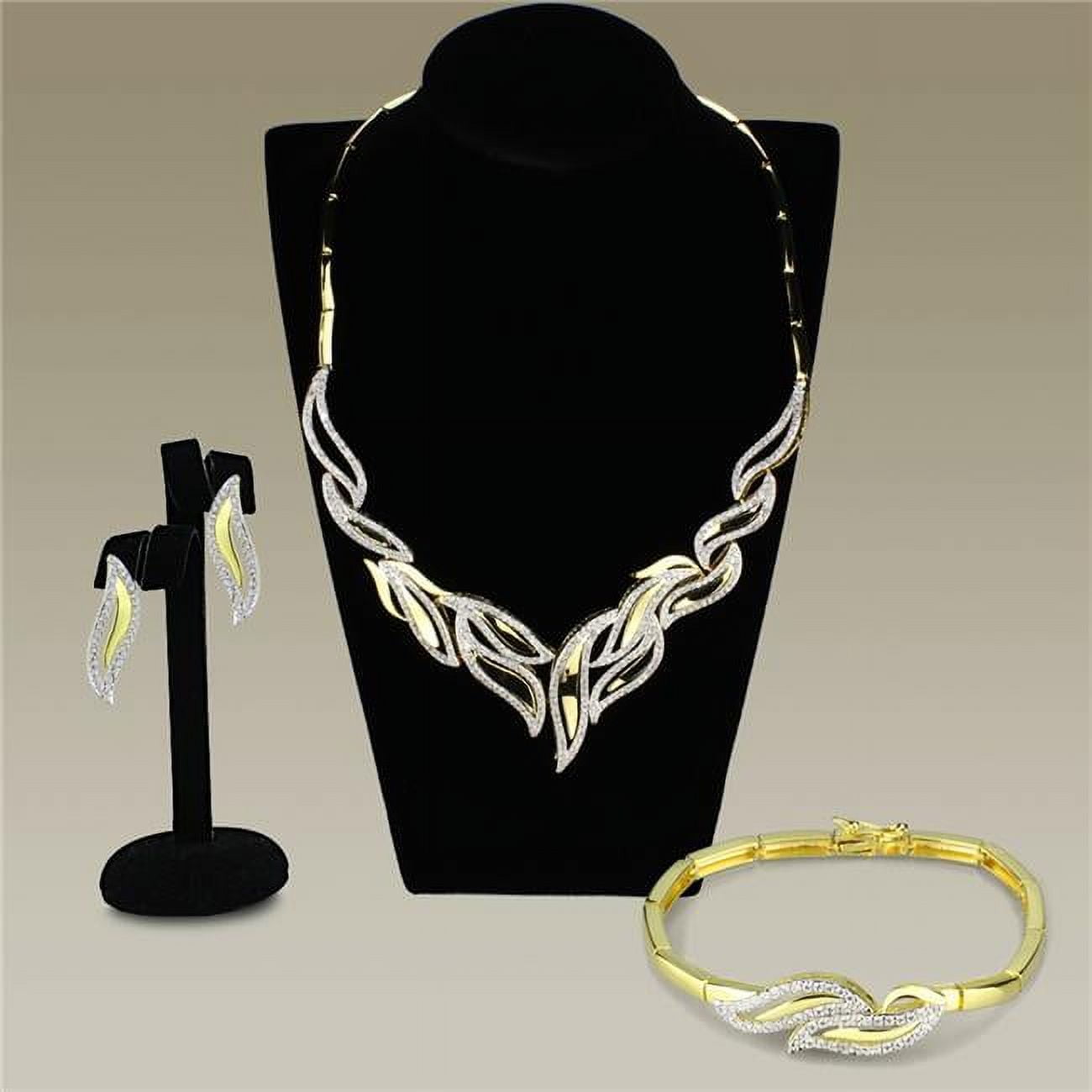 Picture of Alamode 3W941 Women Gold & Rhodium Brass Jewelry Sets with AAA Grade CZ in Clear