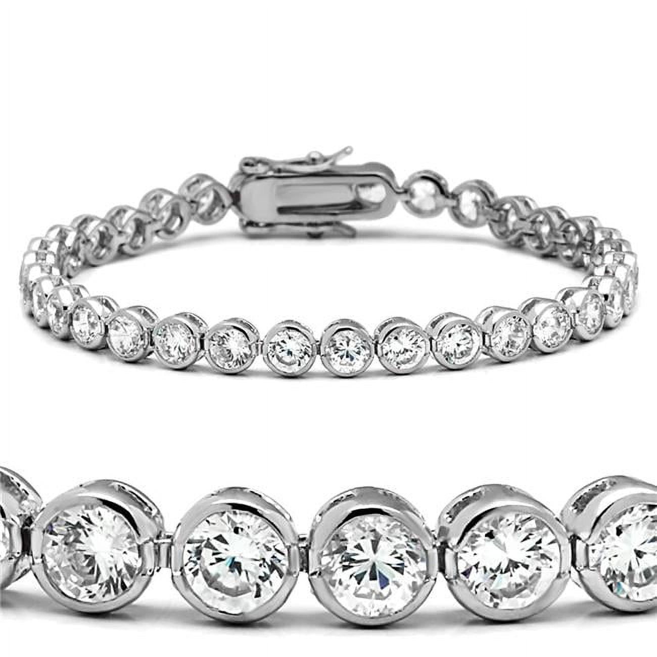 Picture of Alamode 47201-7 Women Rhodium Brass Bracelet with AAA Grade CZ in Clear - 7 in.