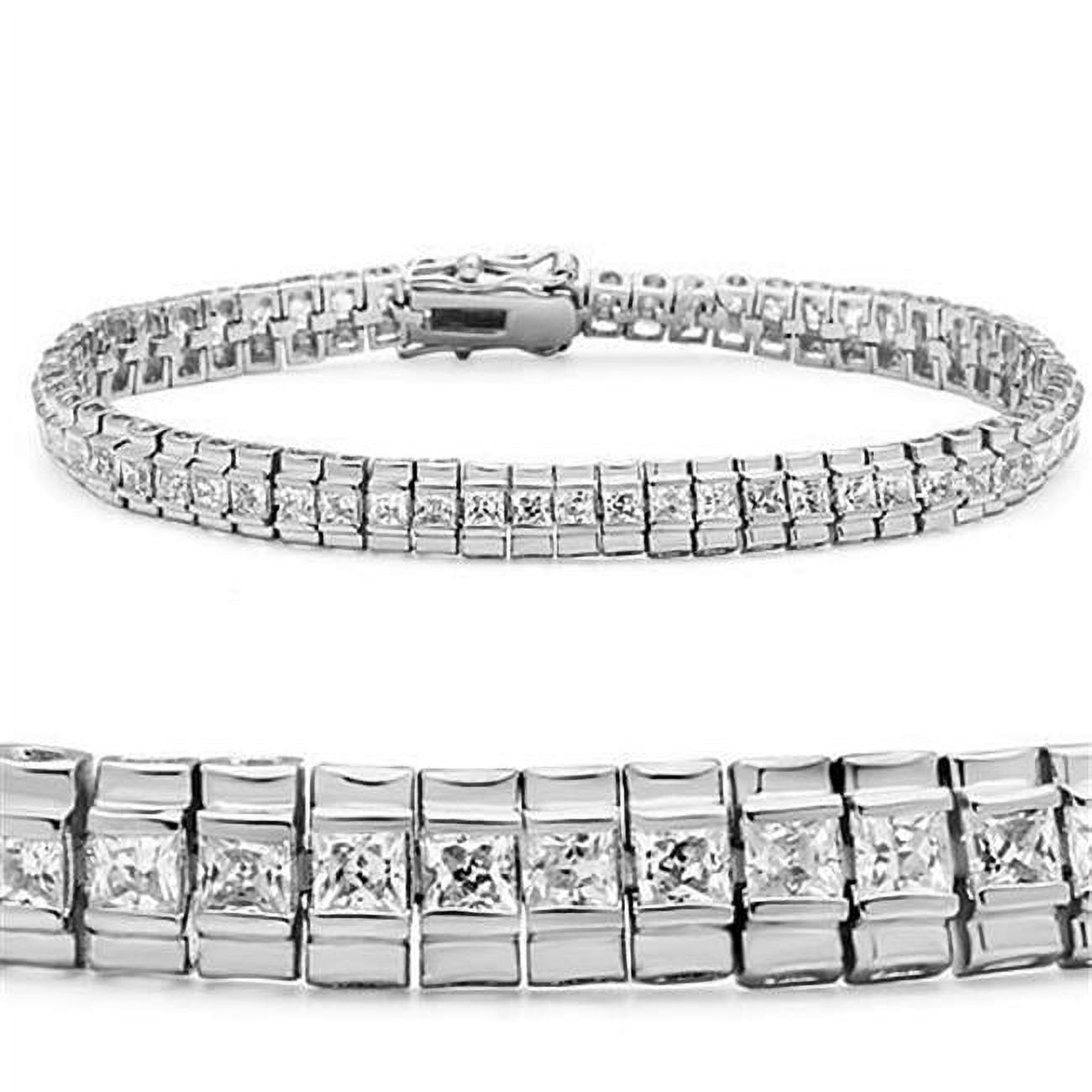 Picture of Alamode 47304-7 Women Rhodium Brass Bracelet with AAA Grade CZ in Clear - 7 in.