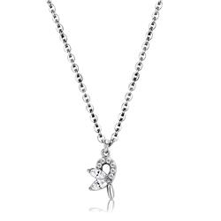 Picture of Alamode DA088-18Plus2 Women High Polished Stainless Steel Chain Pendant with AAA Grade CZ in Clear - 18 & 2 in.