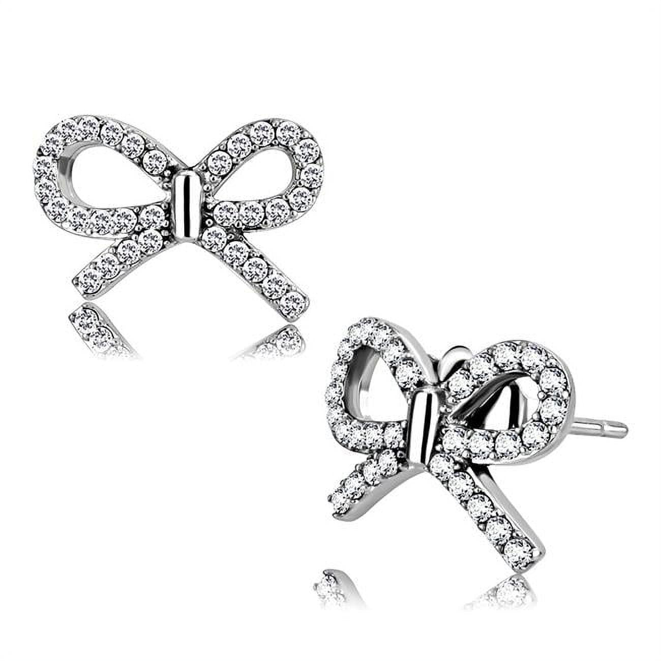 Picture of Alamode DA197 Women High Polished Stainless Steel Earrings with AAA Grade CZ in Clear