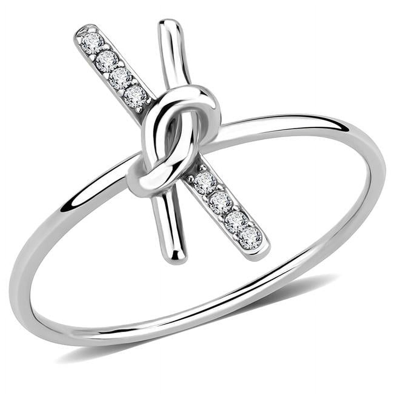 Women No Plating Stainless Steel Ring with AAA Grade CZ in Clear - Size 5