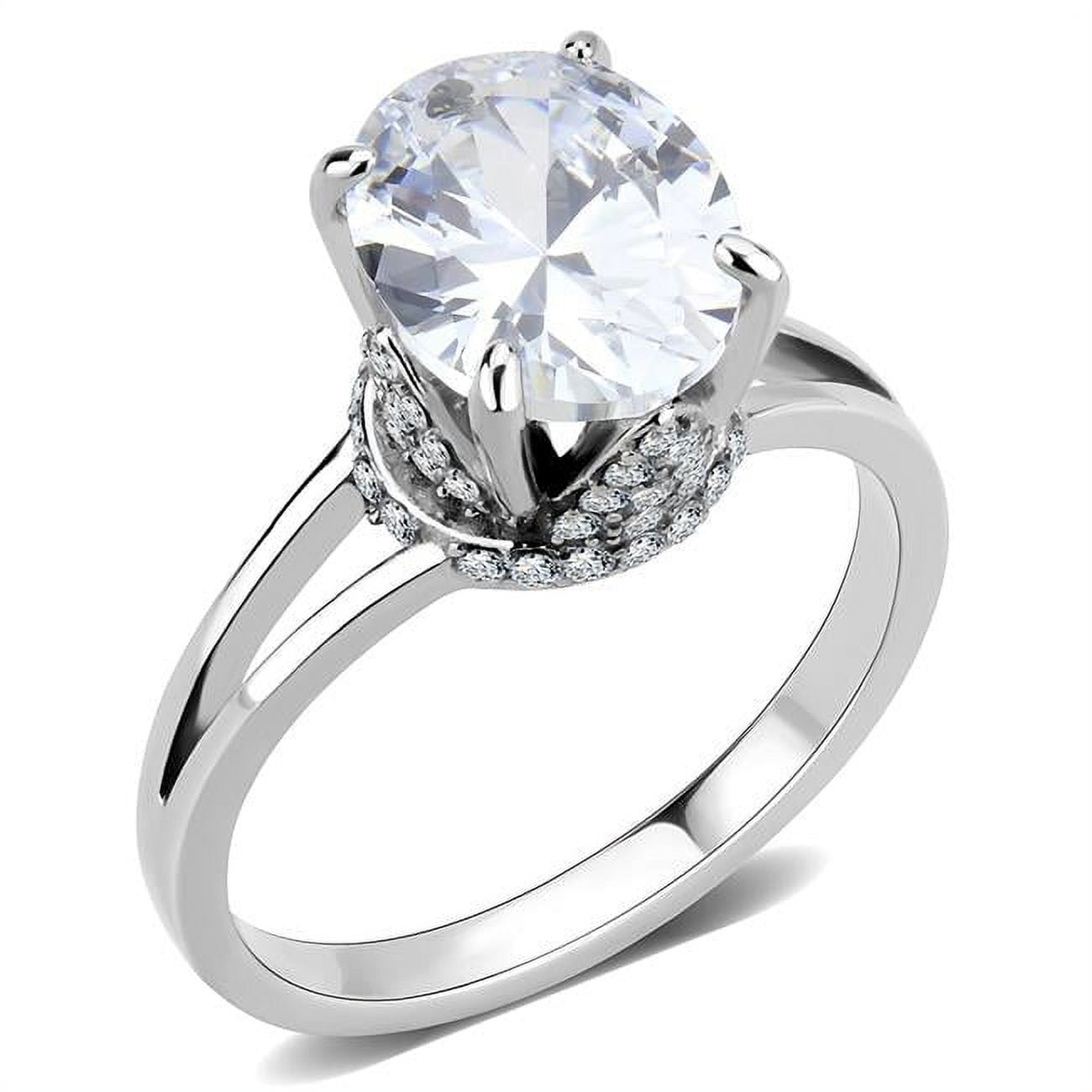 DA314-9 Women No Plating Stainless Steel Ring with AAA Grade CZ in Clear - Size 9