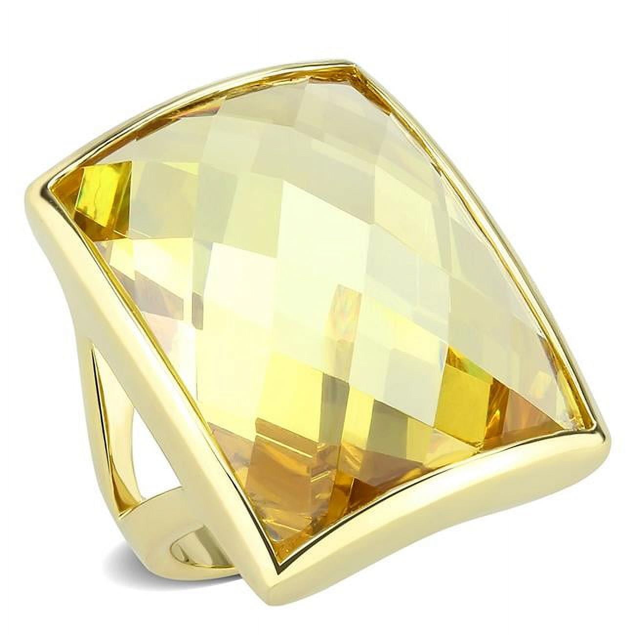 Women Gold Brass Ring with AAA Grade CZ in Topaz - Size 6