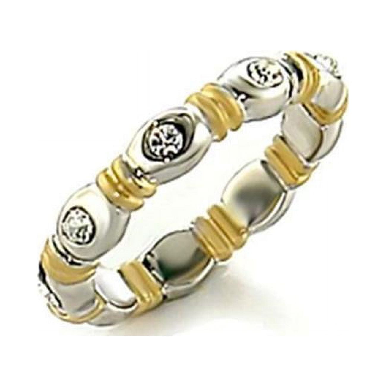 Picture of Alamode LO148-4.5 Women Matte Gold & Rhodium Brass Toe Ring with Top Grade Crystal in Clear - Size 4.5