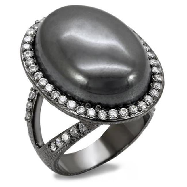 Women TIN Cobalt Black Brass Ring with Semi-Precious in Jet - Size 5