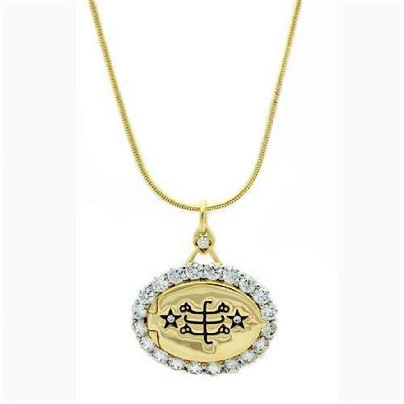 Picture of Alamode LO1943-18 Women Gold & Rhodium Brass Chain Pendant with AAA Grade CZ in Clear - 18 in.