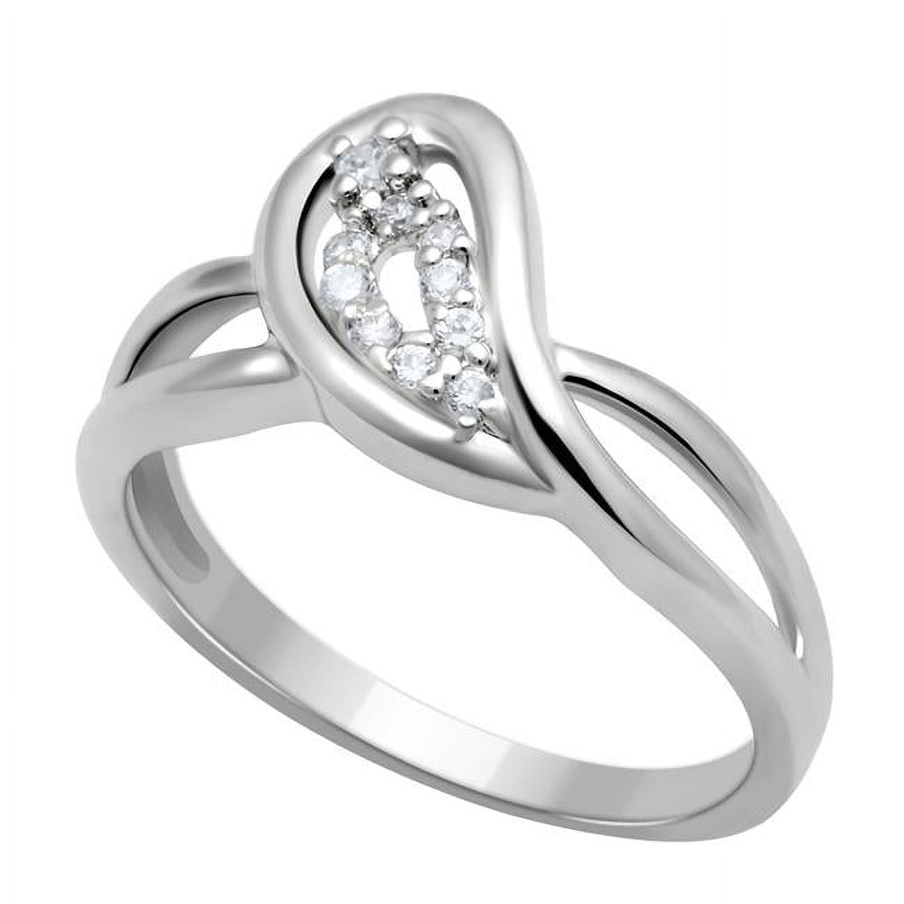 Women Rhodium Brass Ring with AAA Grade CZ in Clear - Size 6