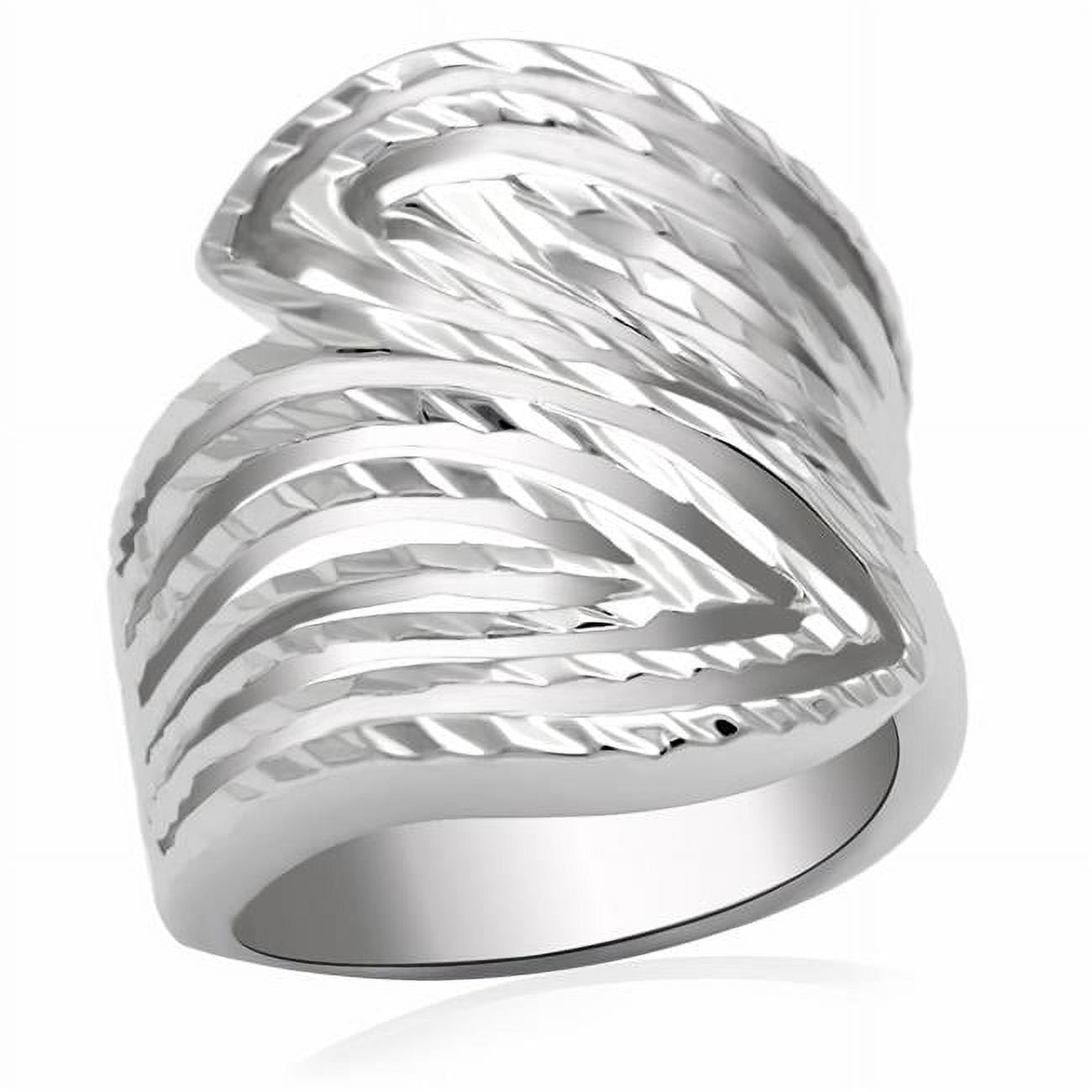 Women Rhodium Brass Ring with No Stone in No Stone - Size 5