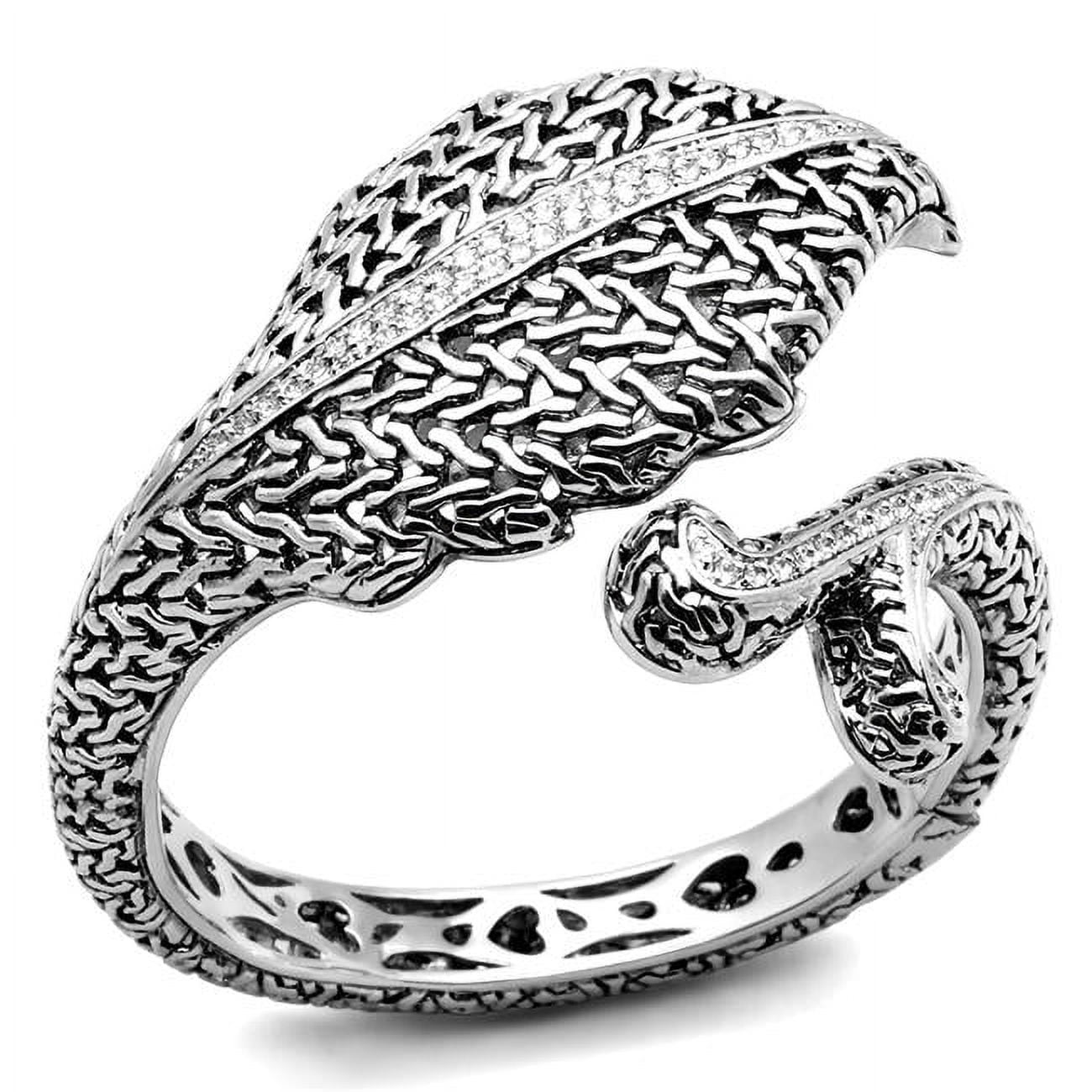 Women Rhodium Brass Bangle with AAA Grade CZ in Clear