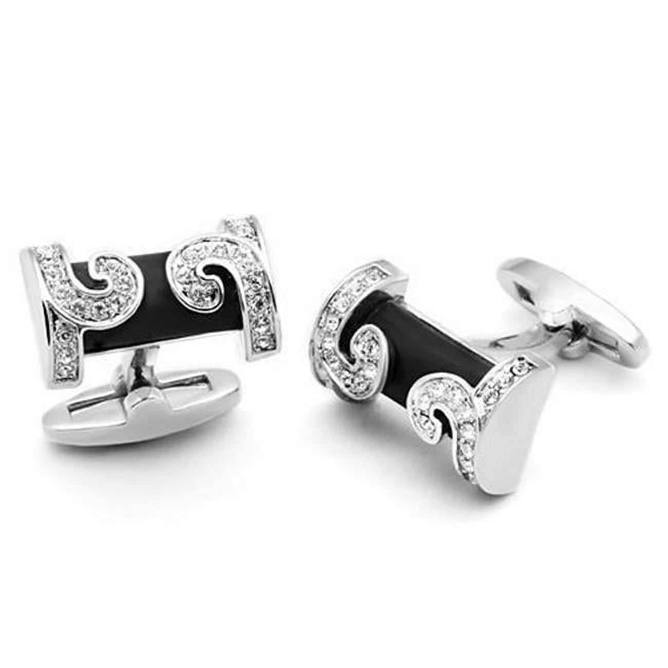 Picture of Alamode LO2630 Women Rhodium Brass Cufflink with Top Grade Crystal in Clear