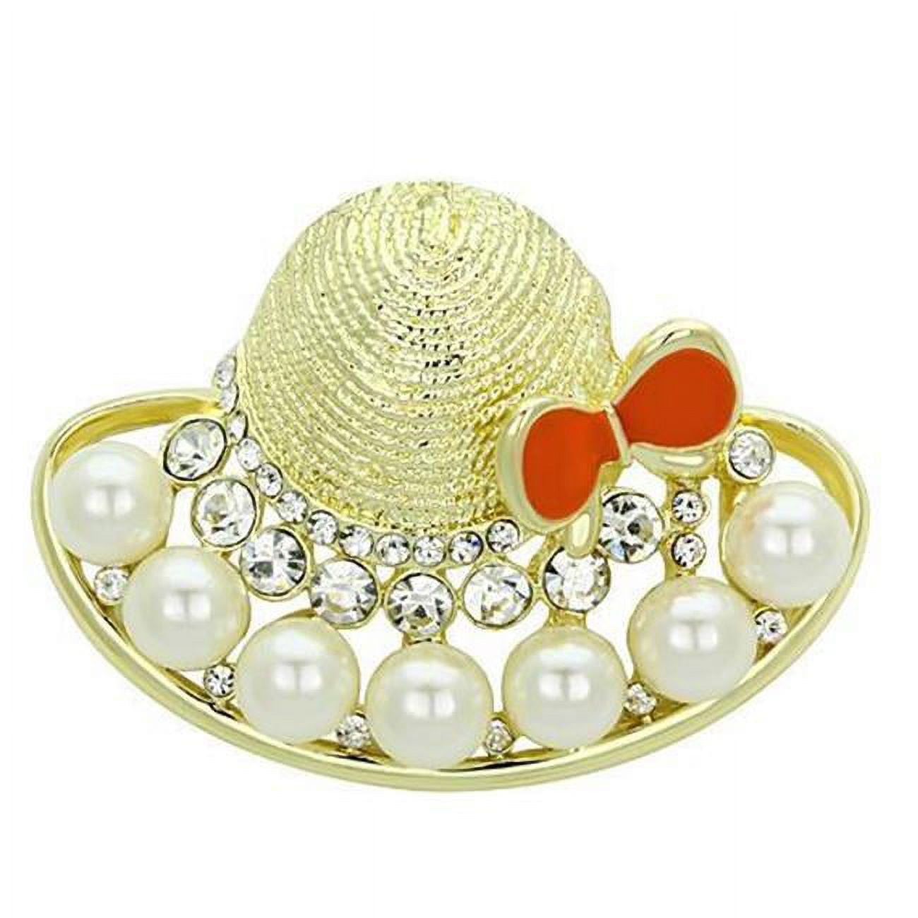 Picture of Alamode LO2764 Women Flash Gold White Metal Brooches with Synthetic in White