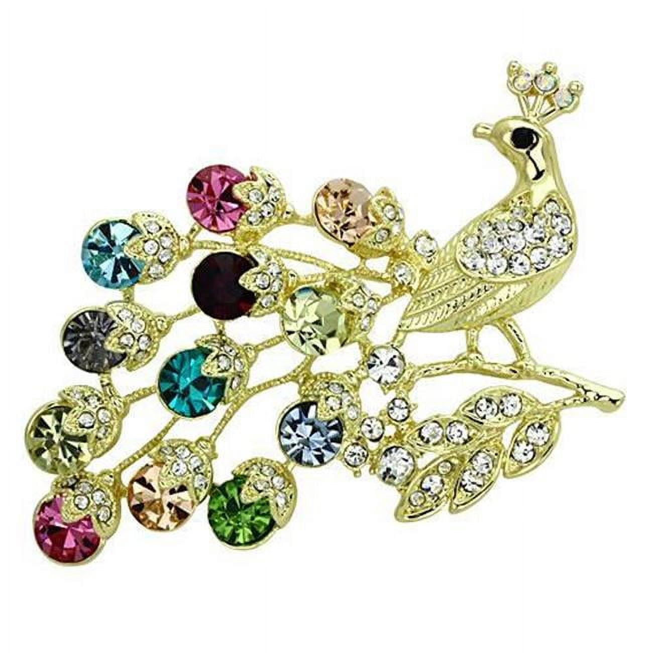 Picture of Alamode LO2770 Women Flash Gold White Metal Brooches with Top Grade Crystal in Multi Color