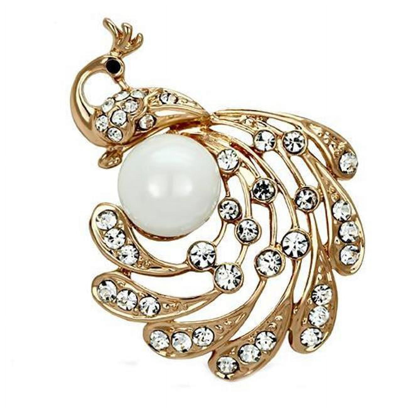 Picture of Alamode LO2778 Women Flash Rose Gold White Metal Brooches with Synthetic in White