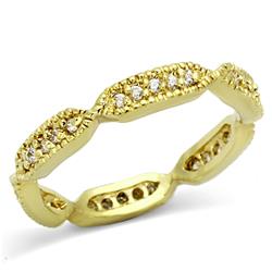 Women Gold Brass Ring with AAA Grade CZ in Clear - Size 5