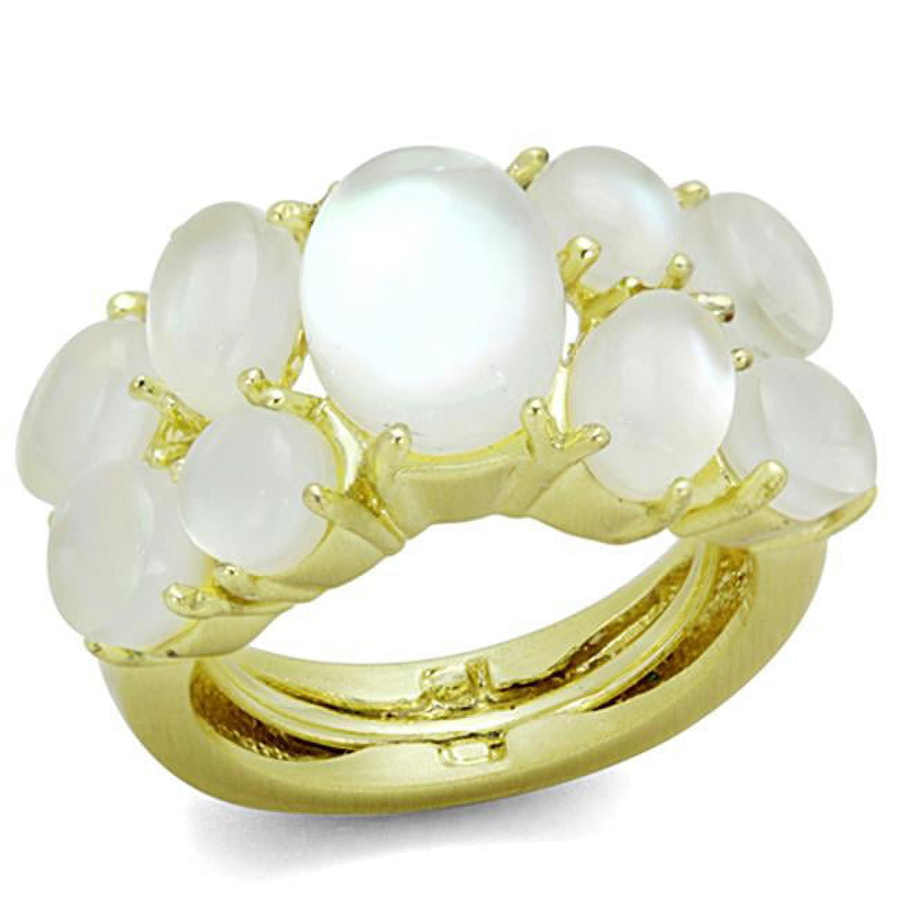 Women Gold Brass Ring with Synthetic in Aurora Borealis Rainbow Effect - Size 8