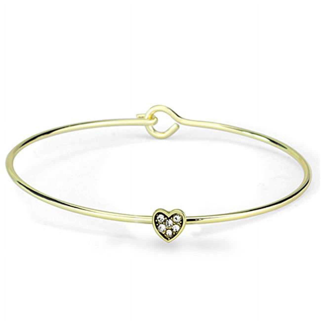 Women Gold Brass Bangle with Top Grade Crystal in Clear - 7.5 in.