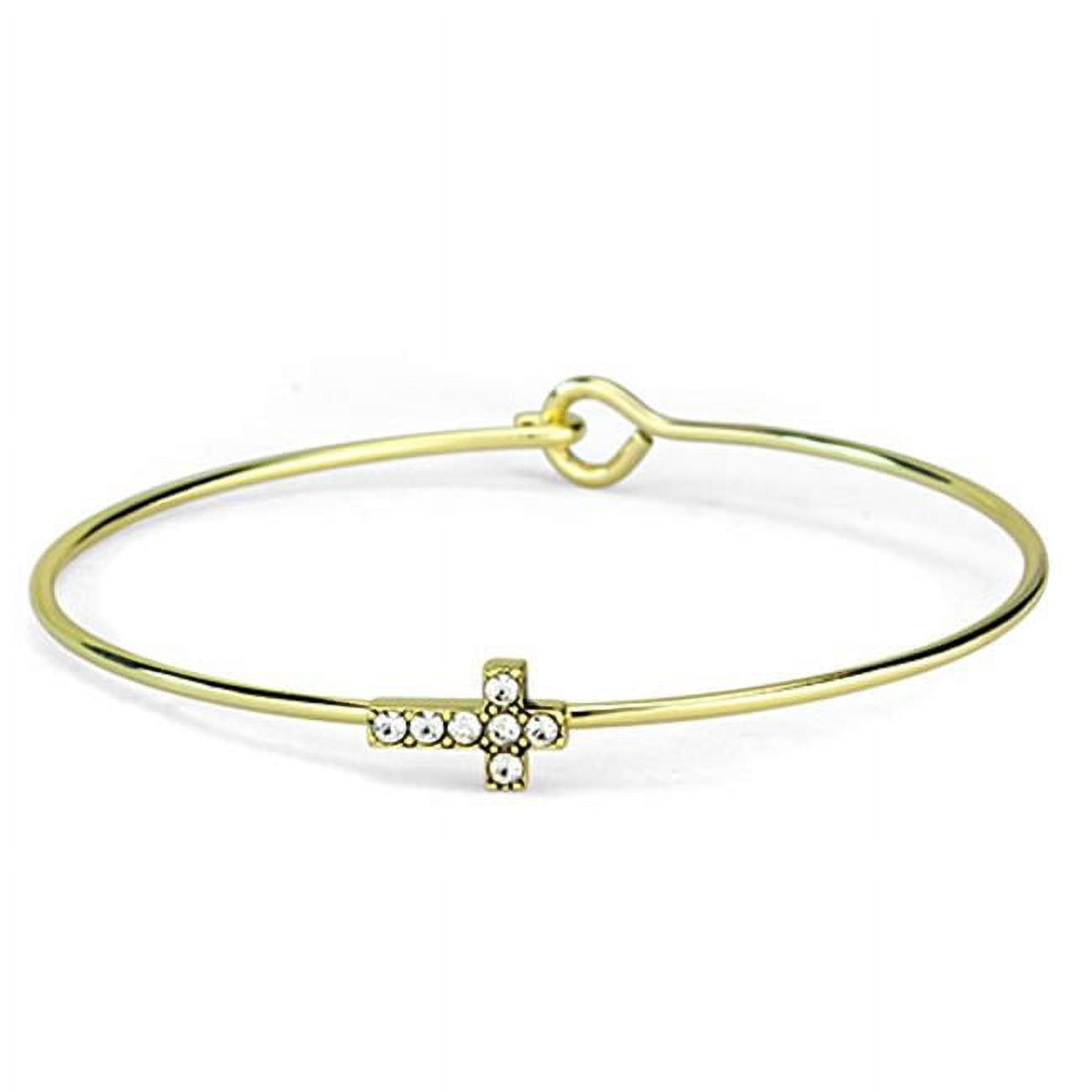 Women Gold Brass Bangle with Top Grade Crystal in Clear - 7.5 in.