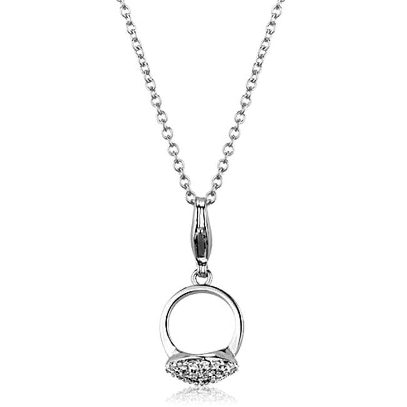 Women Rhodium Brass Pendant with AAA Grade CZ in Clear