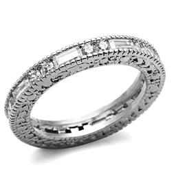Women Rhodium Brass Ring with AAA Grade CZ in Clear - Size 6