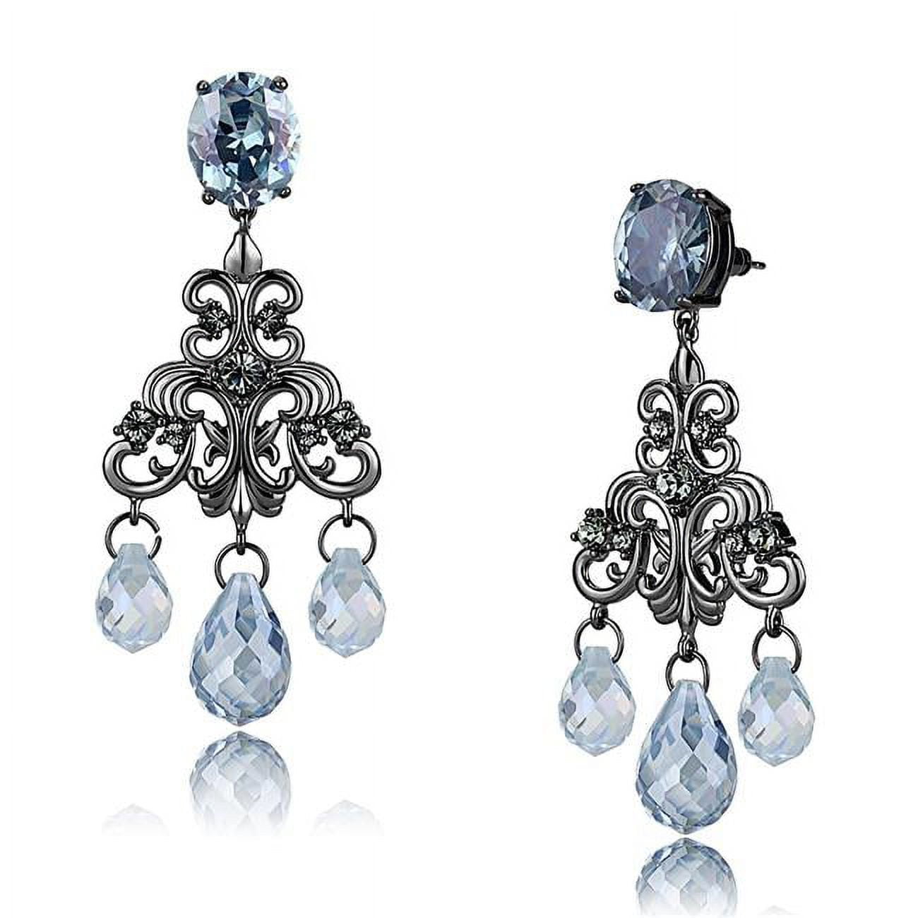 Picture of Alamode LO4188 Women TIN Cobalt Black Brass Earrings with AAA Grade CZ in Sea Blue