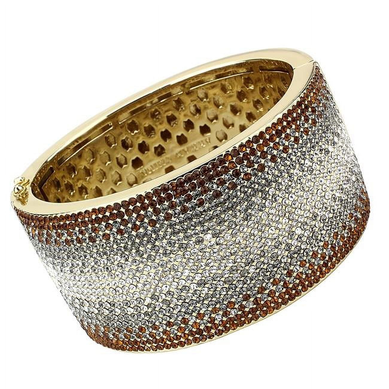 Women Gold Brass Bangle with Top Grade Crystal in Multi Color - 6.75 in.