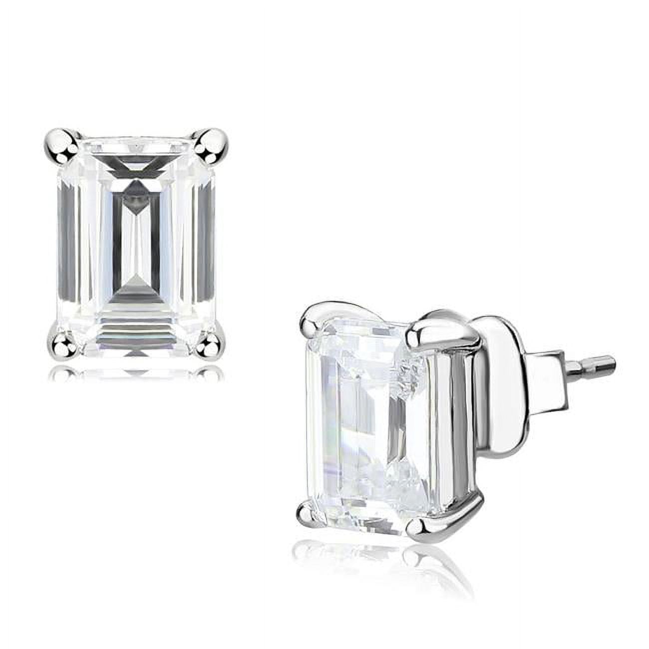 Unisex Rhodium Brass Earrings with Cubic in Clear