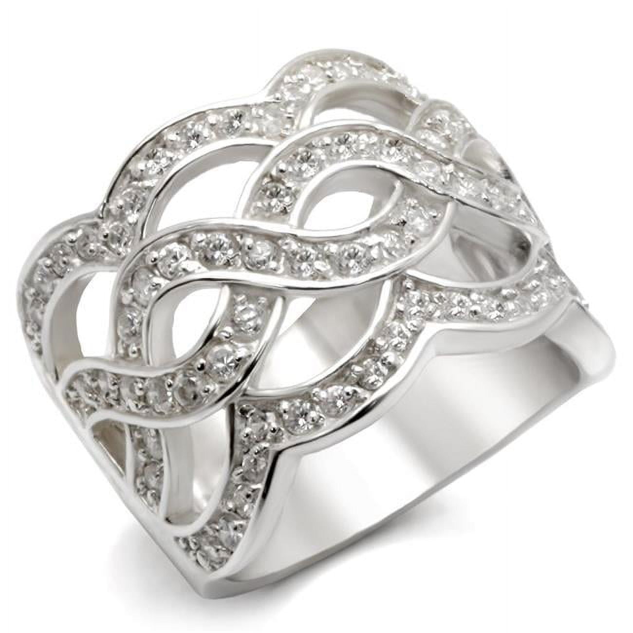 LOA553-7 Women Rhodium 925 Sterling Silver Ring with AAA Grade CZ in Clear - Size 7