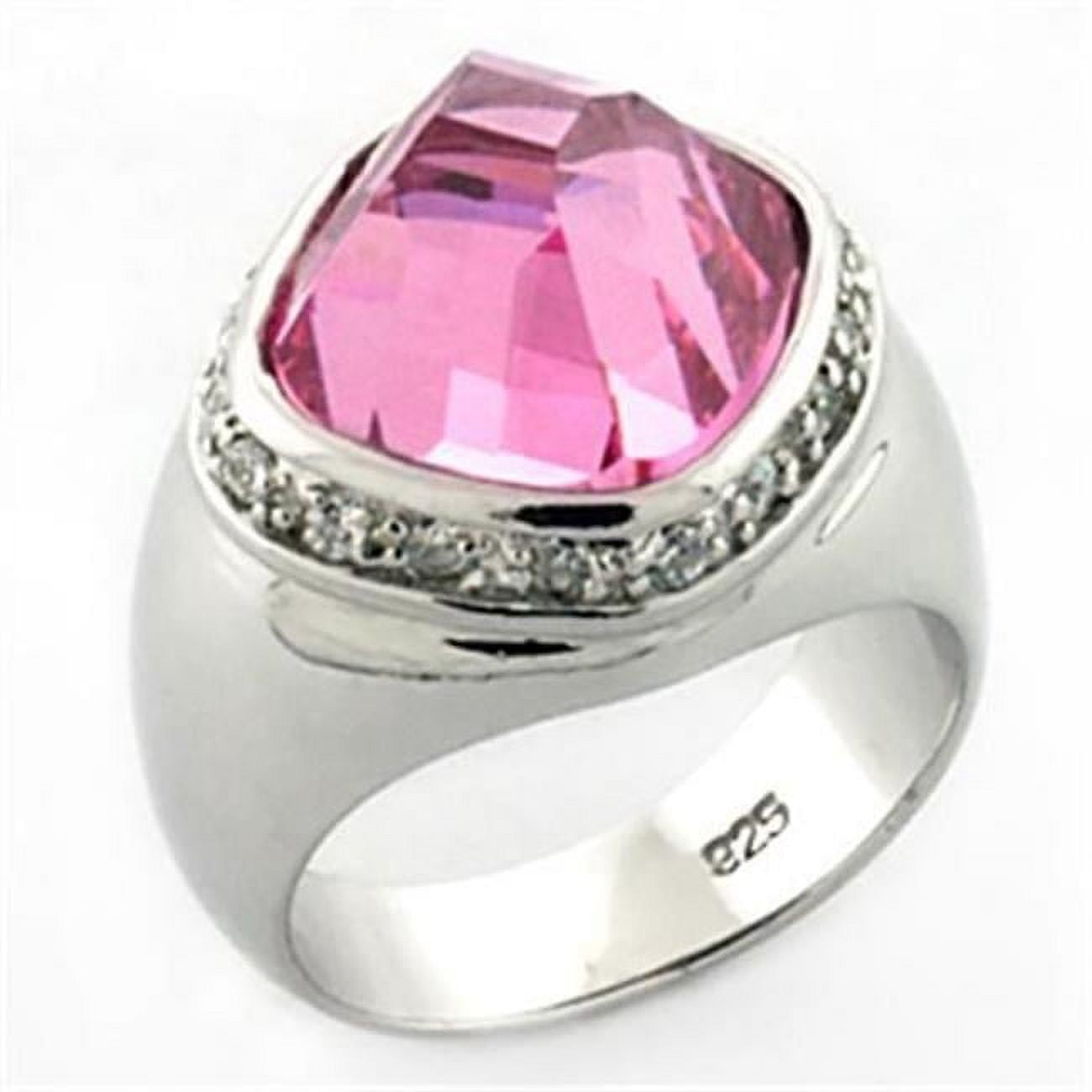 LOA641-7 Women Rhodium 925 Sterling Silver Ring with AAA Grade CZ in Rose - Size 7