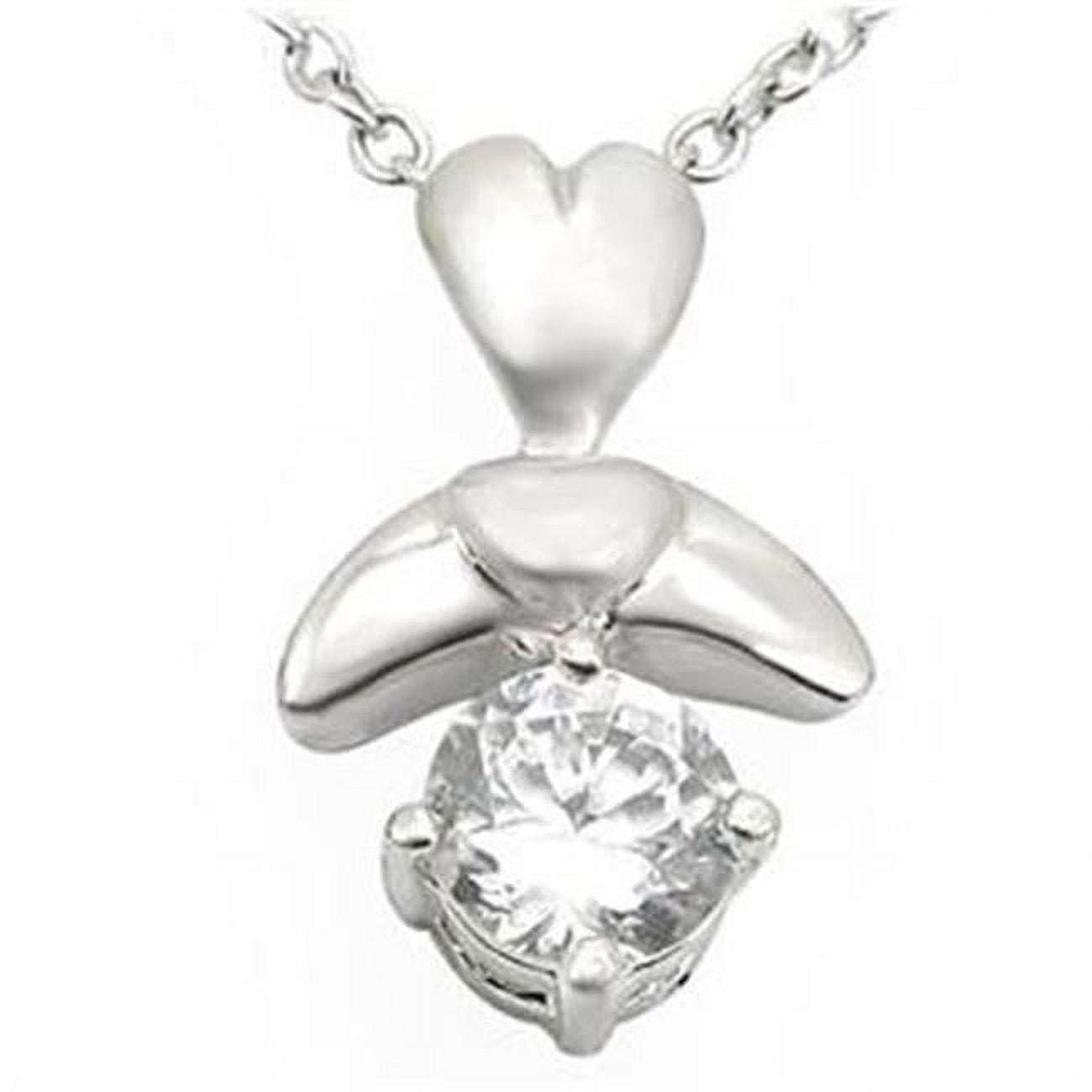 Picture of Alamode LOA716 Women Matte Rhodium & Rhodium Brass Pendant with AAA Grade CZ in Clear
