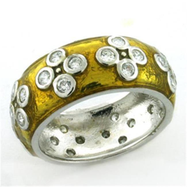 Picture of Alamode LOAS729-6 Women Rhodium 925 Sterling Silver Ring with Epoxy in Topaz - Size 6