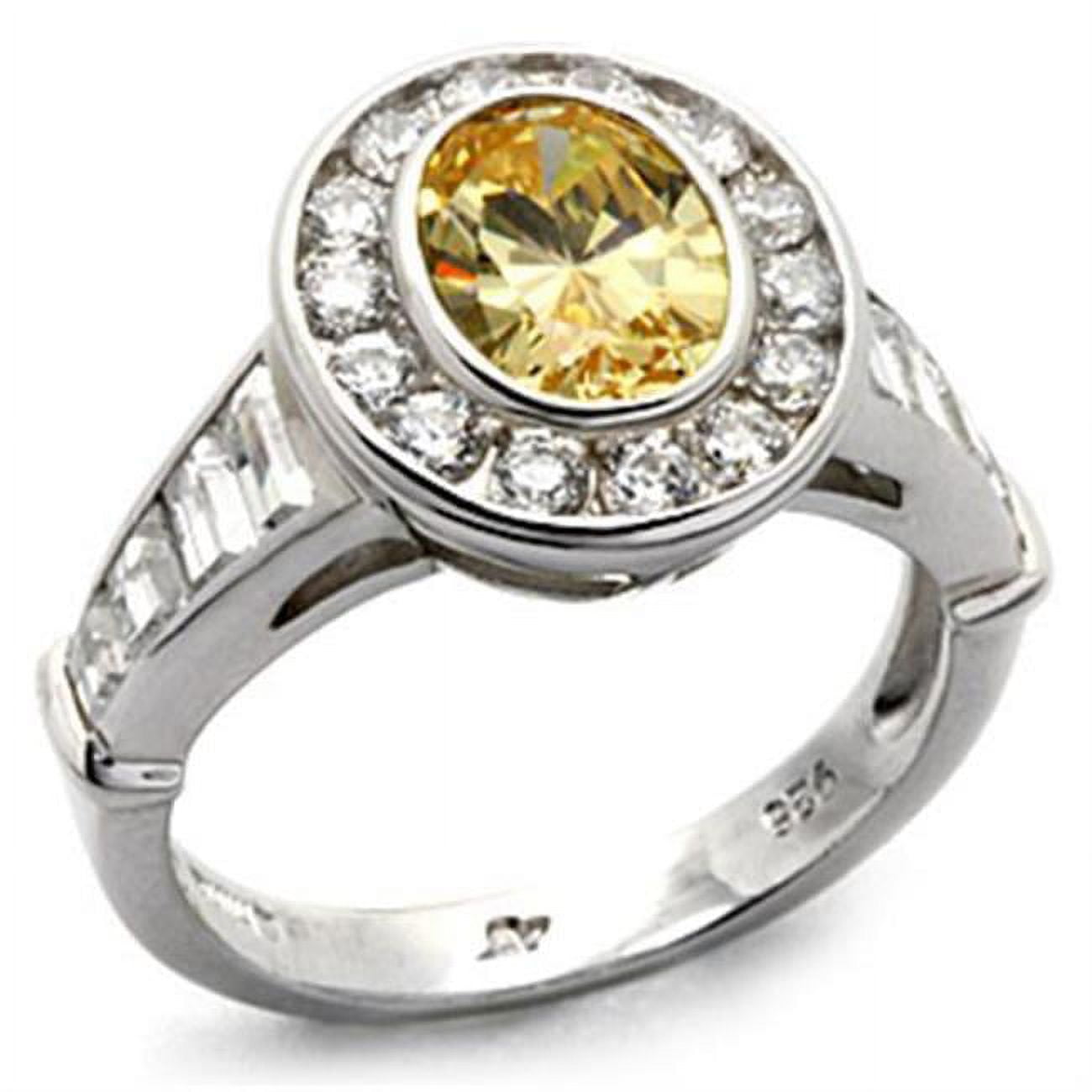LOS031-8 Women Rhodium 925 Sterling Silver Ring with AAA Grade CZ in Topaz - Size 8